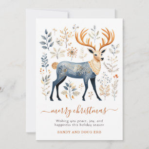 Cartes Pour Fêtes Annuelles Cerf Bleu Botanique de Noël