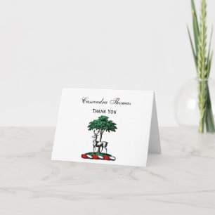 Cartes Pour Fêtes Annuelles Cerf Daim devant un Arbre Emblème de Blason Crête