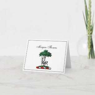 Cartes Pour Fêtes Annuelles Cerf Daim devant un Arbre Emblème de Blason Crête