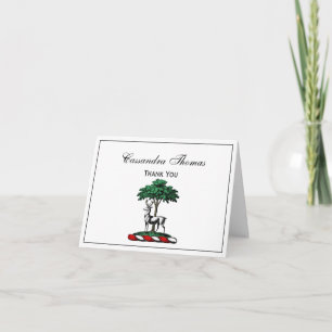 Cartes Pour Fêtes Annuelles Cerf Daim devant un Arbre Emblème de Blason Hérald