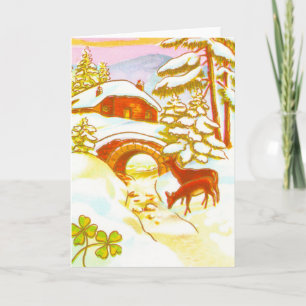 Cartes Pour Fêtes Annuelles Cerf dans la neige