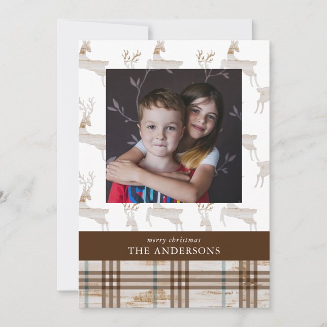 Cartes Pour Fêtes Annuelles Cerf de bois rustique (Devant)