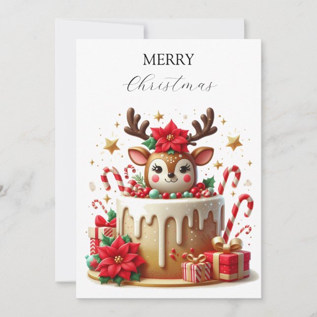 Cartes Pour Fêtes Annuelles Cerf de Noël (Devant)