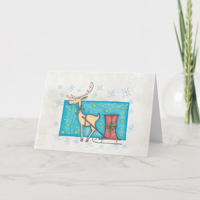 Cartes Pour Fêtes Annuelles Cerf de Noël (Devant)