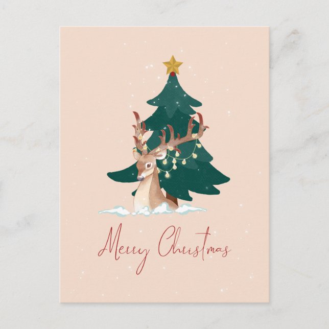 Cartes Pour Fêtes Annuelles Cerf de Noël (Devant)