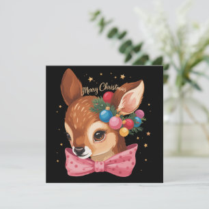 Cartes Pour Fêtes Annuelles Cerf de Noël Arc Cerf Rétro Vacances de Noël Vinta