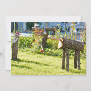 Cartes Pour Fêtes Annuelles Cerf de Noël en bois