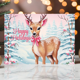 Cartes Pour Fêtes Annuelles Cerf de Noël mignon dans un Pays des Merveilles d'