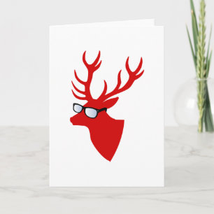Cartes Pour Fêtes Annuelles Cerf de Noël rouge avec lunettes nerd