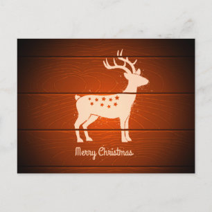 Cartes Pour Fêtes Annuelles Cerf de Noël sur arrière - plan en bois