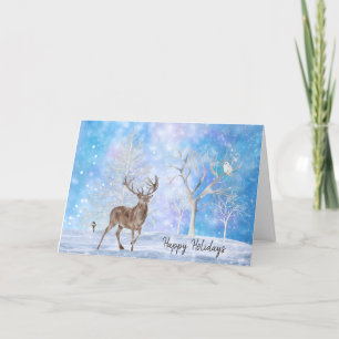 Cartes Pour Fêtes Annuelles Cerf En Bois D'Hiver