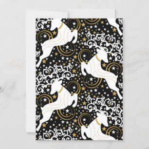 Cartes Pour Fêtes Annuelles Cerf floral de Noël doré en fleurs