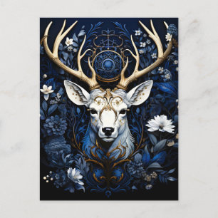 Cartes Pour Fêtes Annuelles Cerf Floral Gothique Céleste de Minuit