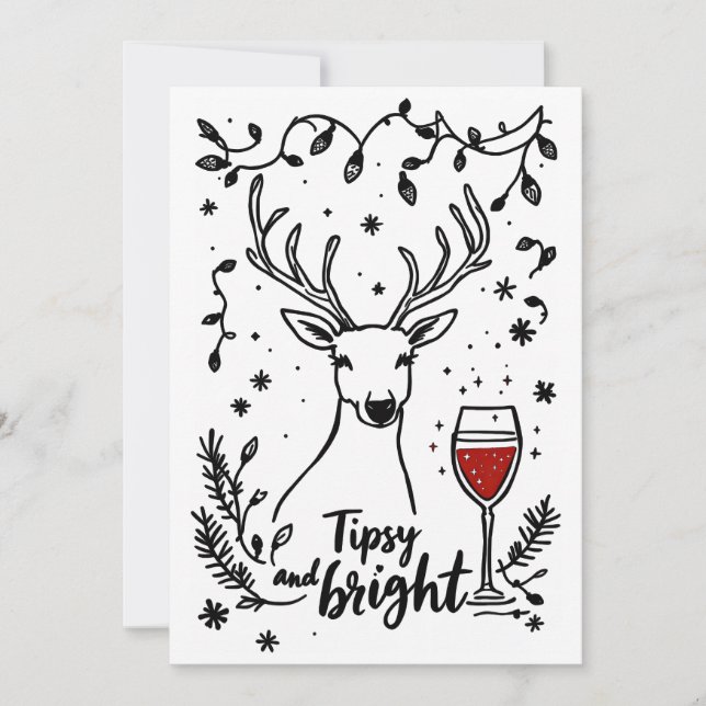Cartes Pour Fêtes Annuelles Cerf pompette et brillant  (Devant)