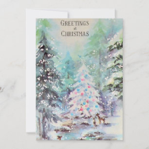 Cartes Pour Fêtes Annuelles Cerf vintage dans la neige