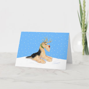 Cartes Pour Fêtes Annuelles Cerfs communs de Dale de Noël d'Airedale Terrier