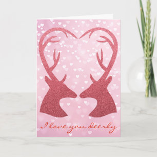 Cartes Pour Fêtes Annuelles Cerfs communs de parties scintillantes de coeur de
