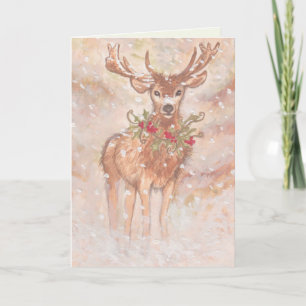 Cartes Pour Fêtes Annuelles Cerfs communs de vacances dans la neige