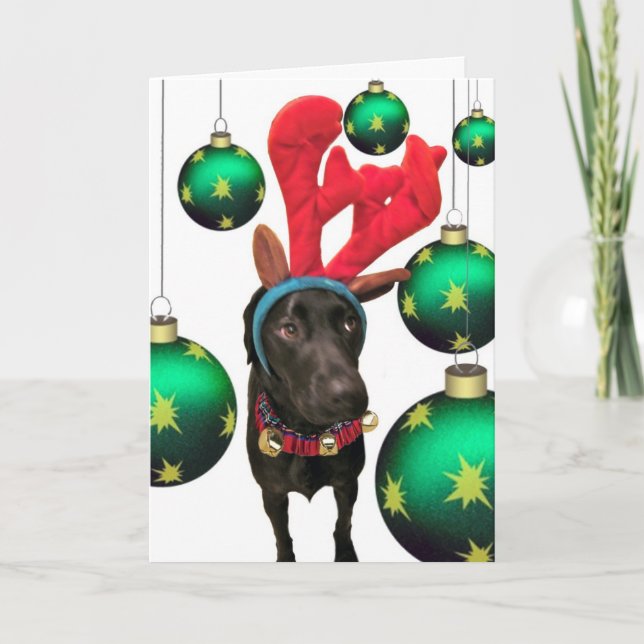 Cartes Pour Fêtes Annuelles Cerfs communs Père Noël (Devant)