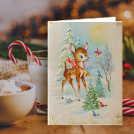 Cartes Pour Fêtes Annuelles Cerfs communs vintages de Noël de bébé<br><div class="desc">Modèle de verticale de carte de voeux</div>