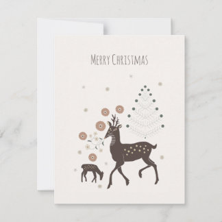 Cartes Pour Fêtes Annuelles Cerfs de la forêt hivernale nordique
