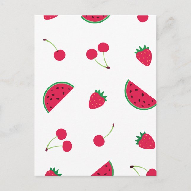 Cartes Pour Fêtes Annuelles Cerise de pastèque mignonne et fraise (Devant)