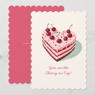 Cartes Pour Fêtes Annuelles Cerise sur le meilleur gâteau de coeur mignonne Sa