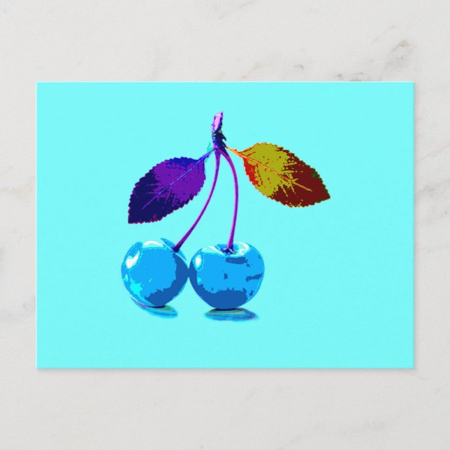 Cartes Pour Fêtes Annuelles Cerises bleues vives (Devant)