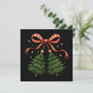 Cartes Pour Fêtes Annuelles Cerisier Coquette Arbre de Noël Carreaux Nœud Hive