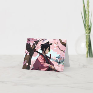 Cartes Pour Fêtes Annuelles cerisier en fleurs Samurai