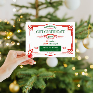 Cartes Pour Fêtes Annuelles Certificat cadeau de Noël personnalisé