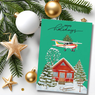 Cartes Pour Fêtes Annuelles Cessna Avion transporte Photo d'Arbre de Noël Drôl