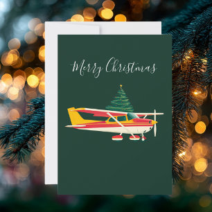Cartes Pour Fêtes Annuelles Cessna Avion transporte Photo d'arbre de Noël Drôl