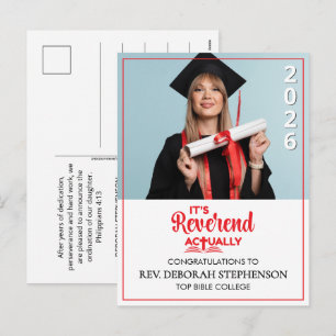 Cartes Pour Fêtes Annuelles C'EST ACTUELLEMENT RÉVÉREND Ordination Diplômé