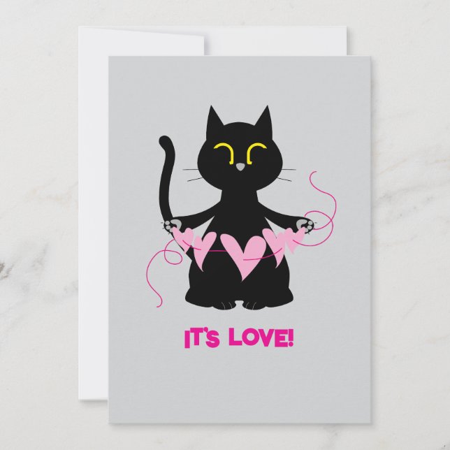 Cartes Pour Fêtes Annuelles C'EST DE L'AMOUR ! - Funny Black Cat Greeting Card (Devant)