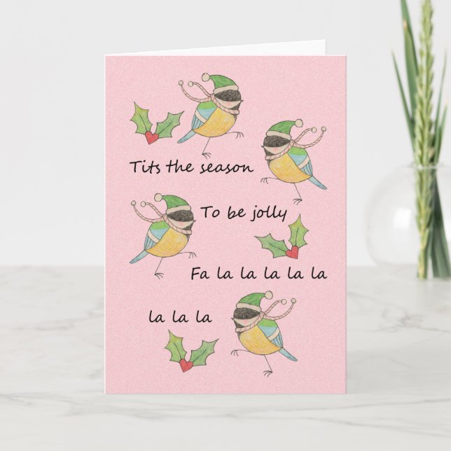 Cartes Pour Fêtes Annuelles C'est la saison Beaux oiseaux Drôle Noël Vacances (Devant)
