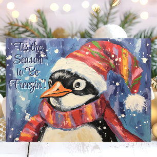 Cartes Pour Fêtes Annuelles C'est la saison de se geler Manchot de Noël