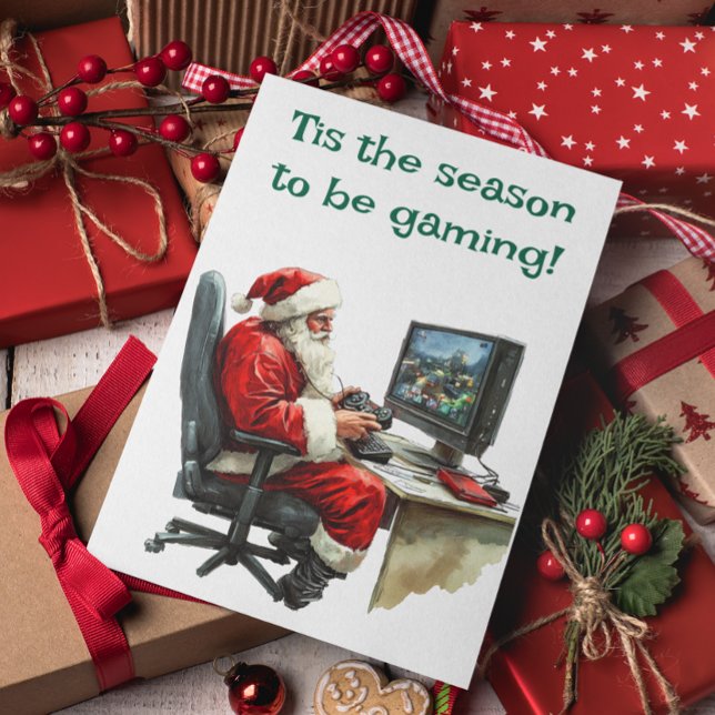 Cartes Pour Fêtes Annuelles C'est la Saison d'être Gaming Santa (Créateur téléchargé)