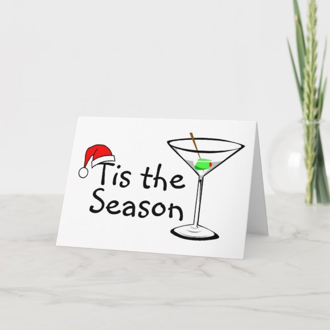 Cartes Pour Fêtes Annuelles C'Est La Saison Martini Boire Noël (Devant)