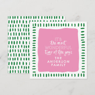 Cartes Pour Fêtes Annuelles C'est le temps le plus merveilleux de Modern Pink