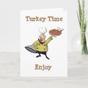 CARTES POUR FÊTES ANNUELLES "C'EST L'HEURE DE LA TURQUIE" HUMOUR MERCI SOUHAIT