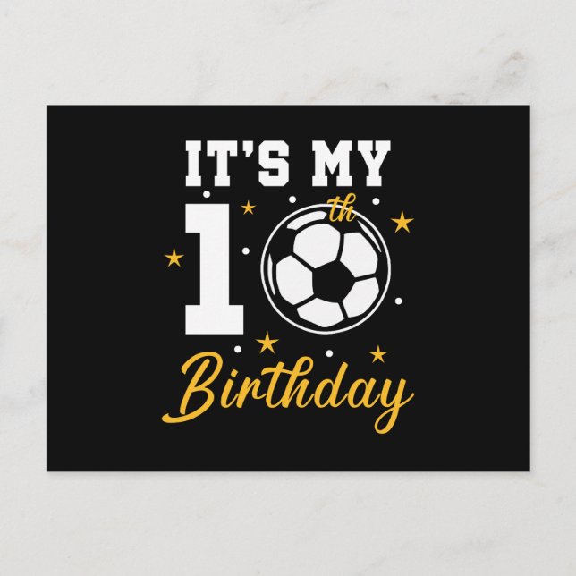Cartes Pour Fêtes Annuelles C'est mon 10e anniversaire de football dix ans (Devant)