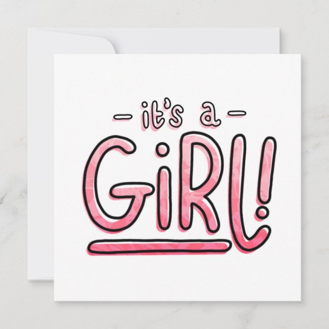 Cartes Pour Fêtes Annuelles C'est une fille Genre Révéler Grossesse rose Gradi (Devant)