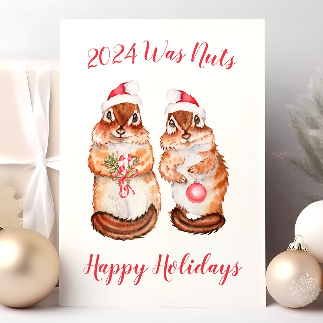 Cartes Pour Fêtes Annuelles Cette Année Était Nuts Drôle Écureuil De Noël (Créateur téléchargé)
