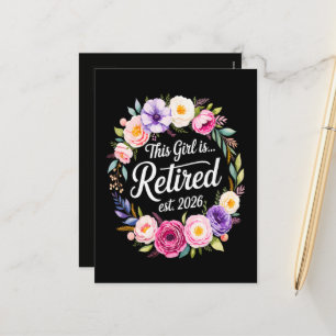 Cartes Pour Fêtes Annuelles Cette fille est retraitée 2026 Floral Retiret
