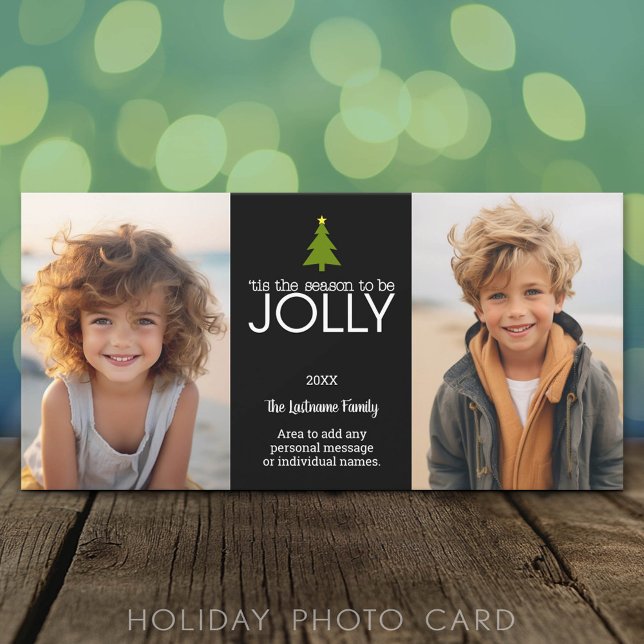 Cartes Pour Fêtes Annuelles Cette saison sera JOLLY - 2 Photo (Classic Holiday Photo Card)