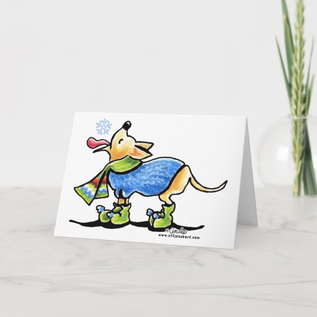 Cartes Pour Fêtes Annuelles Chahuahua Hiver Flocon de neige (Devant)