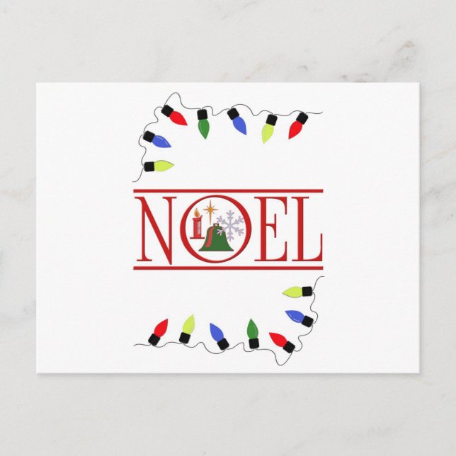 Cartes Pour Fêtes Annuelles chaîne de lumières NOEL rétro (Devant)