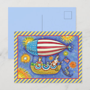 CARTES POUR FÊTES ANNUELLES CHAÎNES ET SOURIS HISS N'FITZ EN 4 JUILLET ZEPPELI