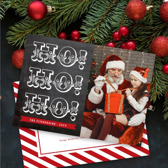 Cartes Pour Fêtes Annuelles Chalboard HO HO HO Holiday Christmas Photo Card (Créateur téléchargé)